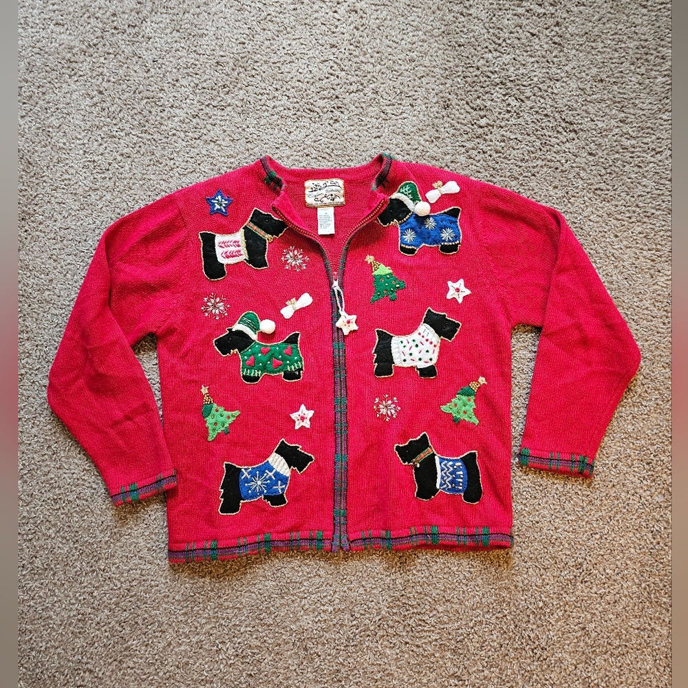 Vintage Heirloom Collectibles Scottie Dog Christmas Sweater Size Medium - Picture 10 of 10